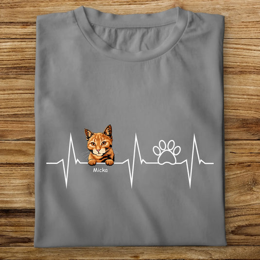 Pánské Tričko s Kočkou - HeartBeat