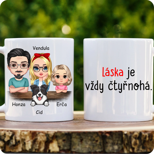 Hrníček - Chibi rodina se psem