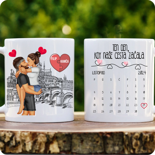 Hrníček - Líbající se Pár - Den kdy naše cesta začala