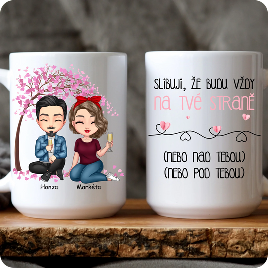 Sada 2 Hrníčků - Pár - Chibi Pár - Sedí a Pijí