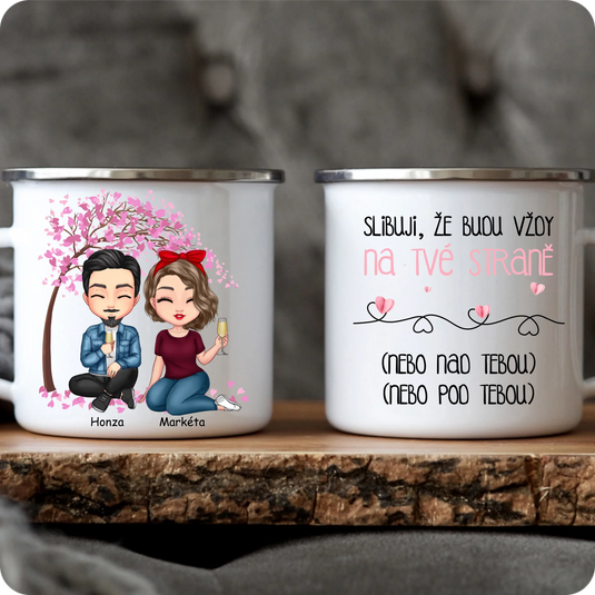 Sada 2 Hrníčků - Pár - Chibi Pár - Sedí a Pijí