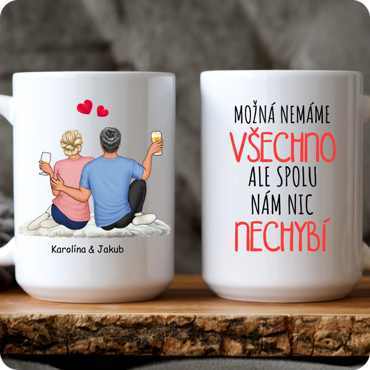 Sada 2 Hrníčků - Pár - Chibi Pár - Sedí na koberci