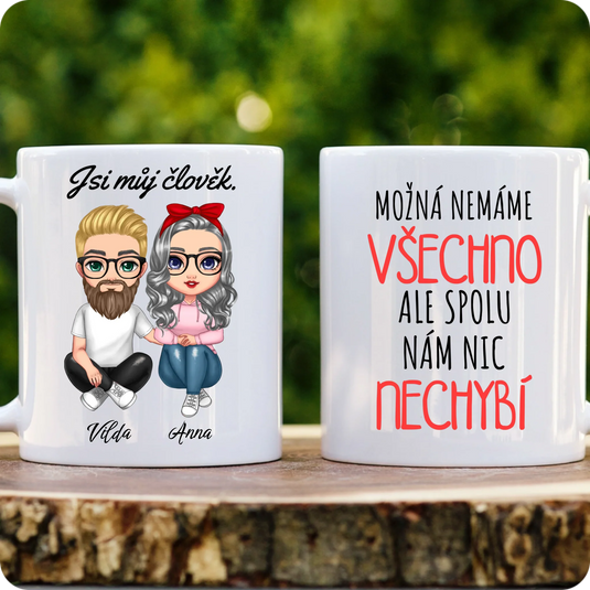 Sada 2 Hrníčků - Pár - Chibi Pár - Jsi můj člověk