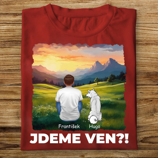 Pánské tričko se psem - Jdeme Ven Hory