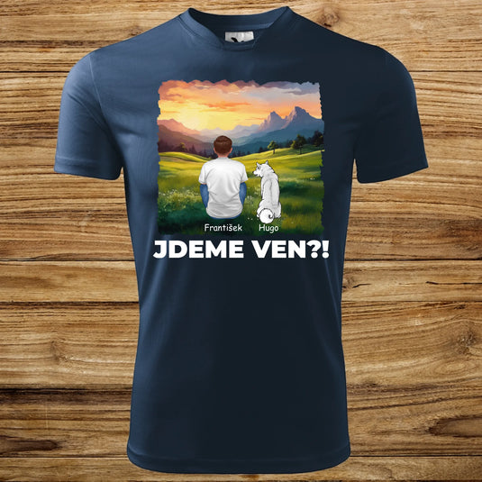 Pánské Funkční tričko se psem - Jdeme Ven Hory