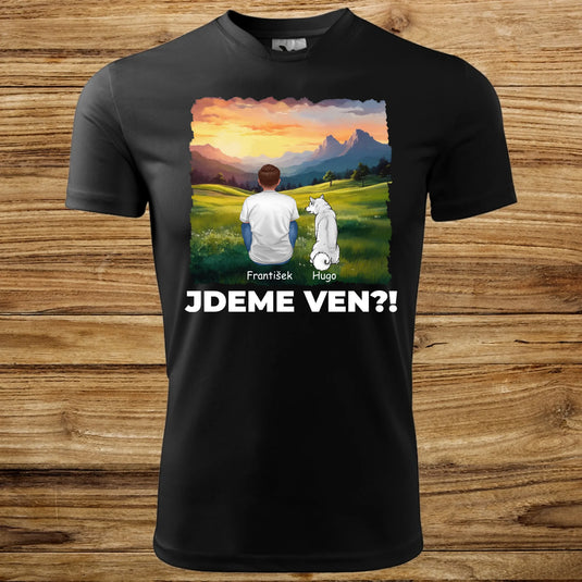 Pánské Funkční tričko se psem - Jdeme Ven Hory