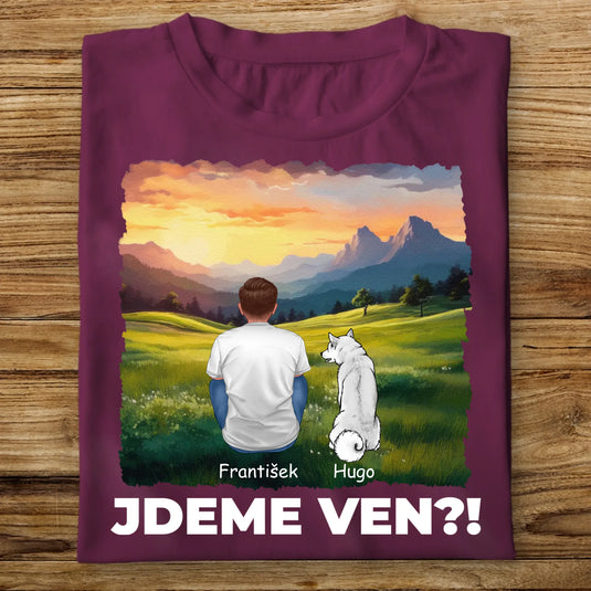 Pánské tričko se psem - Jdeme Ven Hory