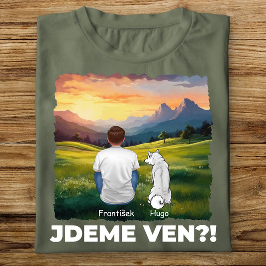 Pánské tričko se psem - Jdeme Ven Hory