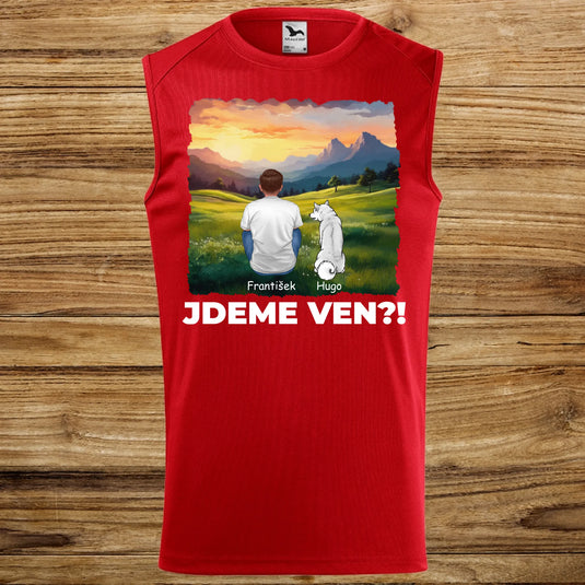 Pánské Funkční Tílko se psem - Jdeme Ven Hory