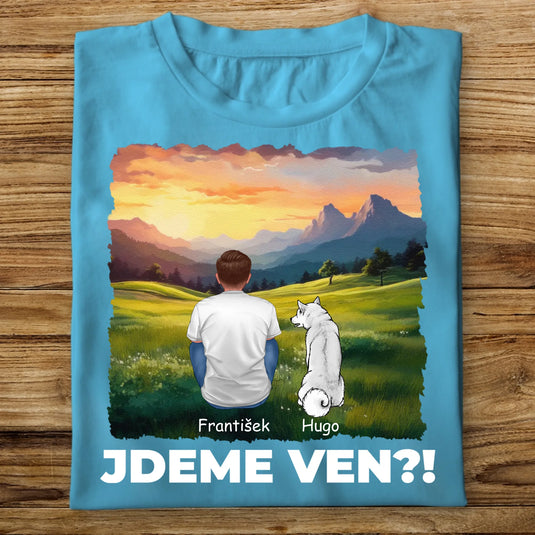 Pánské tričko se psem - Jdeme Ven Hory