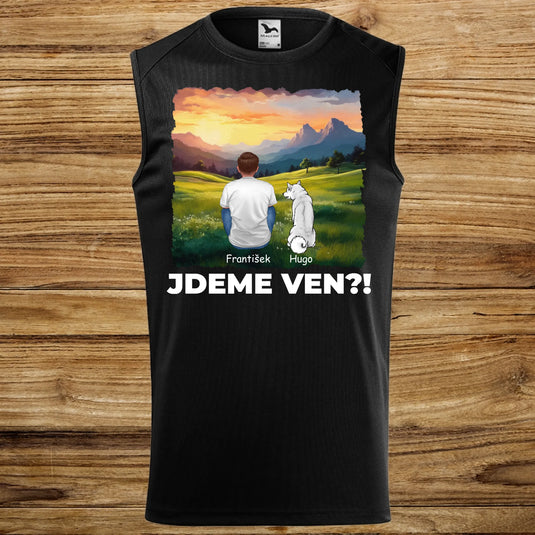 Pánské Funkční Tílko se psem - Jdeme Ven Hory