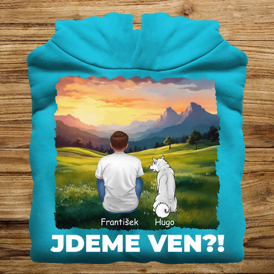 Pánská Mikina se psem - Jdeme Ven Hory