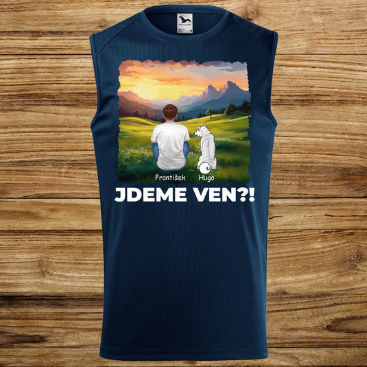 Pánské Funkční Tílko se psem - Jdeme Ven Hory