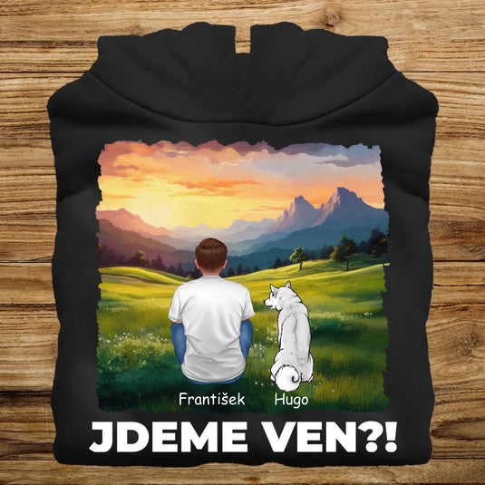 Pánská Mikina se psem - Jdeme Ven Hory