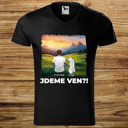 Pánské tričko se psem - Jdeme Ven Hory