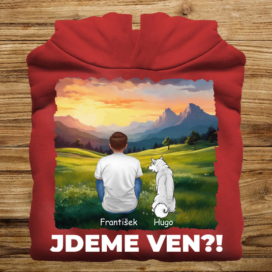 Pánská Mikina se psem - Jdeme Ven Hory