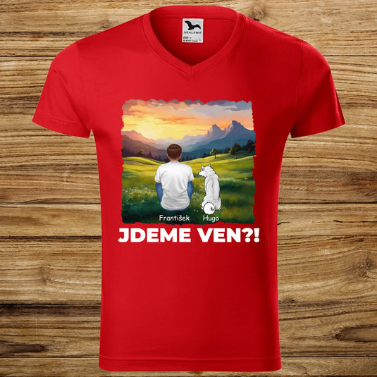 Pánské tričko se psem - Jdeme Ven Hory