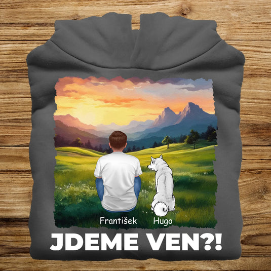 Pánská Mikina se psem - Jdeme Ven Hory