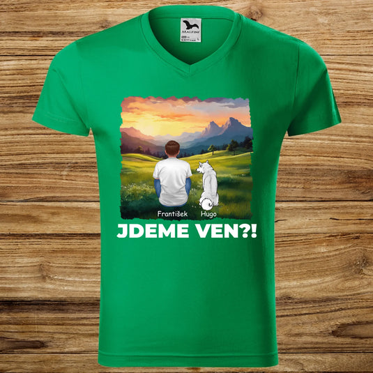 Pánské tričko se psem - Jdeme Ven Hory