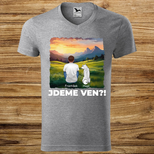Pánské tričko se psem - Jdeme Ven Hory
