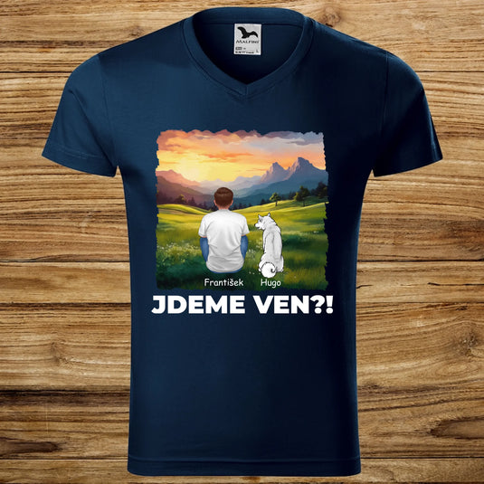 Pánské tričko se psem - Jdeme Ven Hory