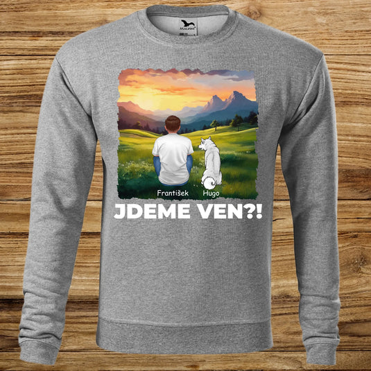 Pánská Mikina bez Kapuce se psem - Jdeme Ven Hory