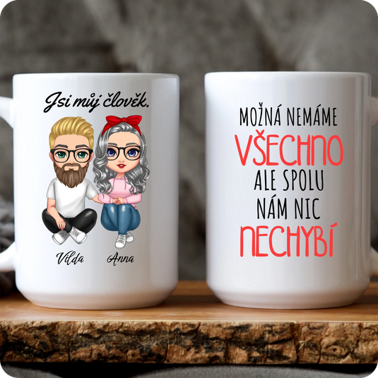 Hrníček - Chibi pár - sedí