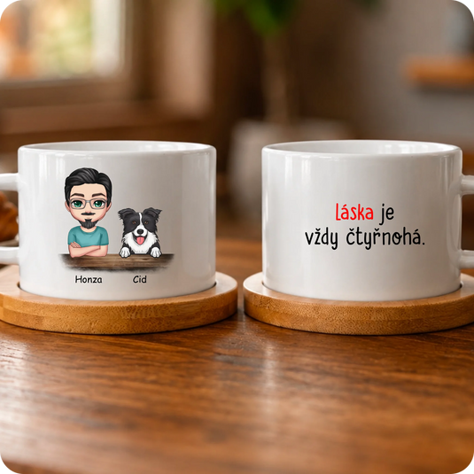 Makronka - Chibi muž se psem