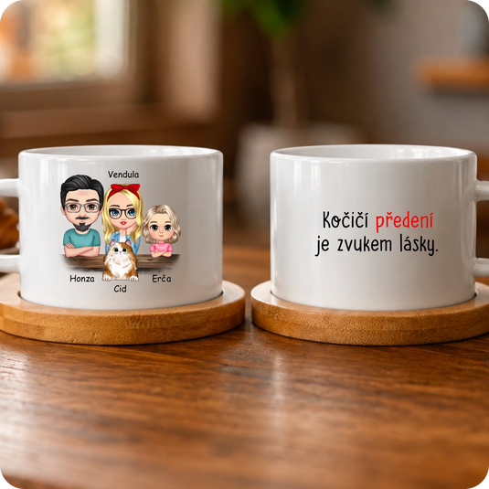 Makronka - Chibi rodina s kočkou