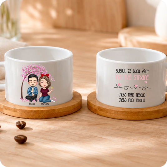 Makronka - Chibi Pár - Sedí a Pijí