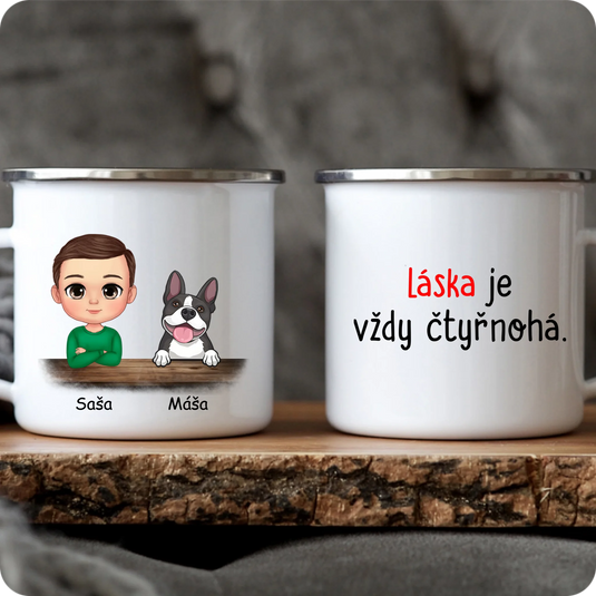 Hrníček - Chibi dítě se psem