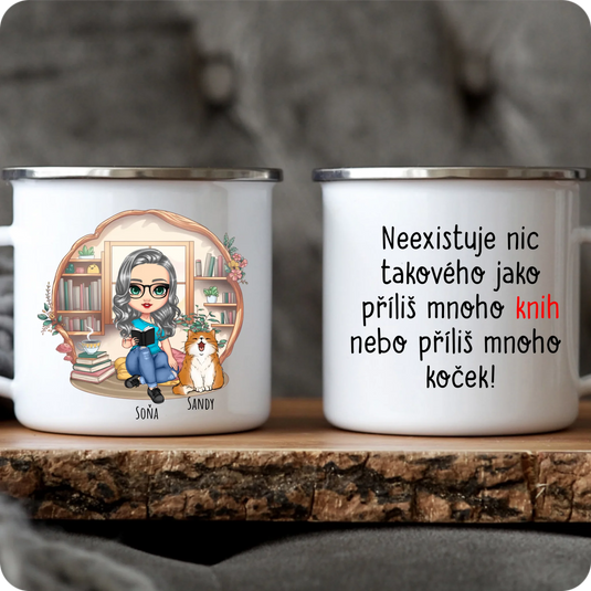 Hrníček - Kniha a kočka
